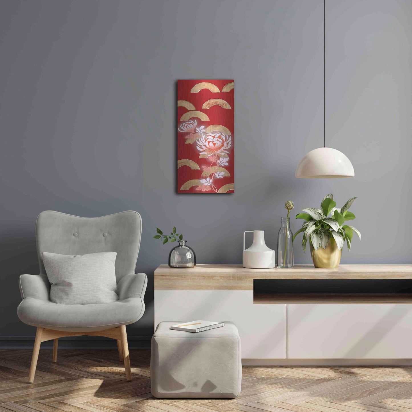 Luxe Metal Art 'Chrysanthemum II' by Zigen Tanabe, Metal Wall Art,12x24