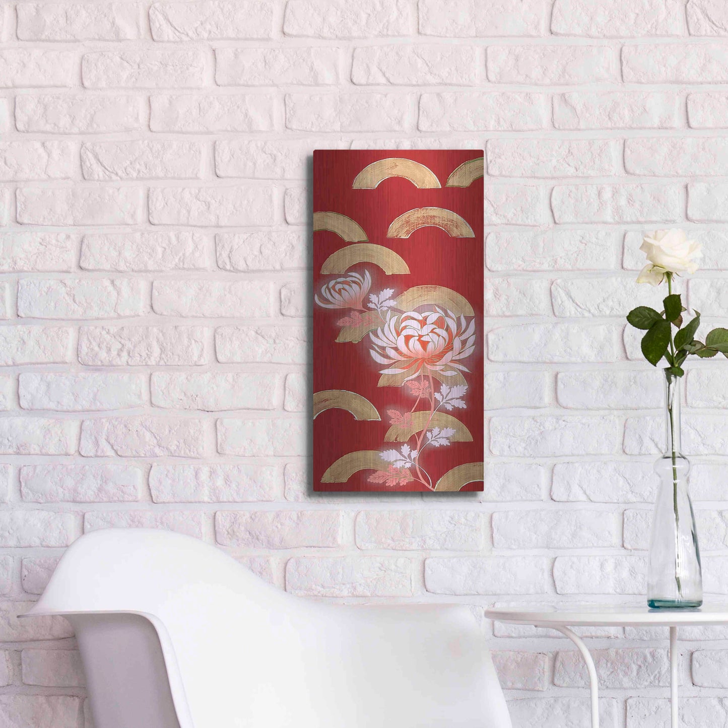Luxe Metal Art 'Chrysanthemum II' by Zigen Tanabe, Metal Wall Art,12x24