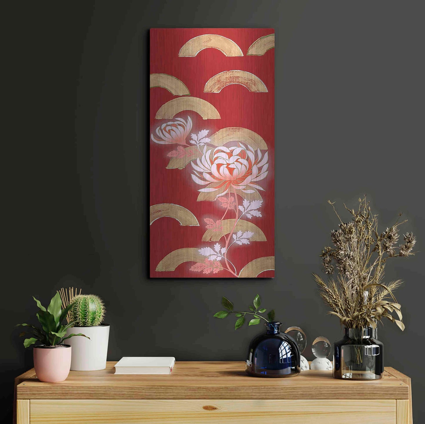 Luxe Metal Art 'Chrysanthemum II' by Zigen Tanabe, Metal Wall Art,12x24