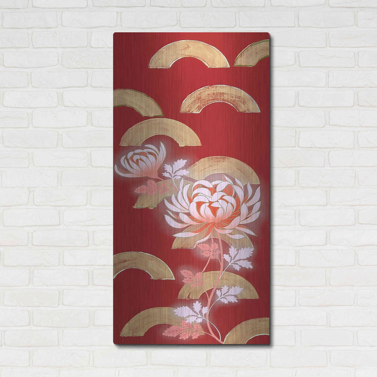 Luxe Metal Art 'Chrysanthemum II' by Zigen Tanabe, Metal Wall Art,24x48