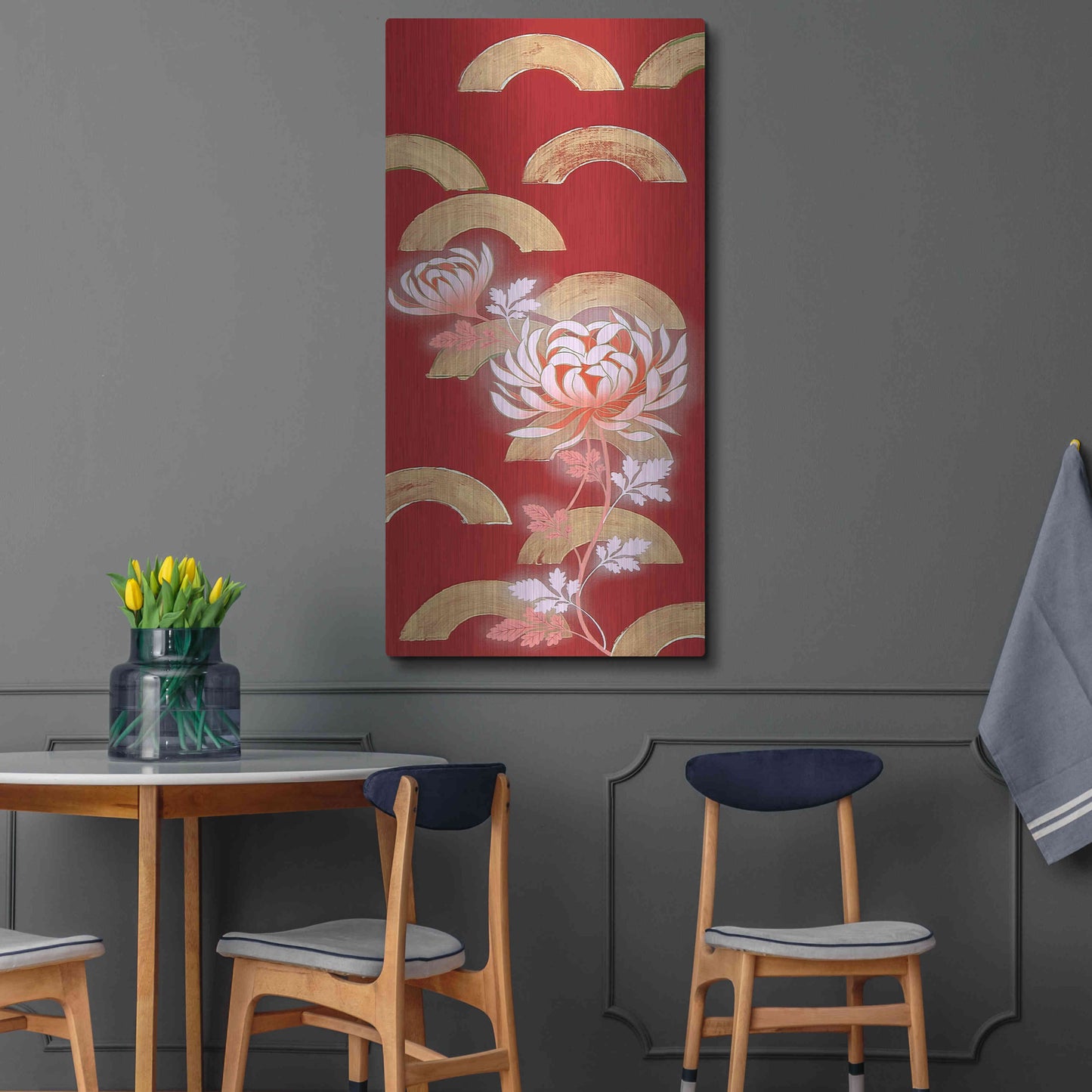 Luxe Metal Art 'Chrysanthemum II' by Zigen Tanabe, Metal Wall Art,24x48