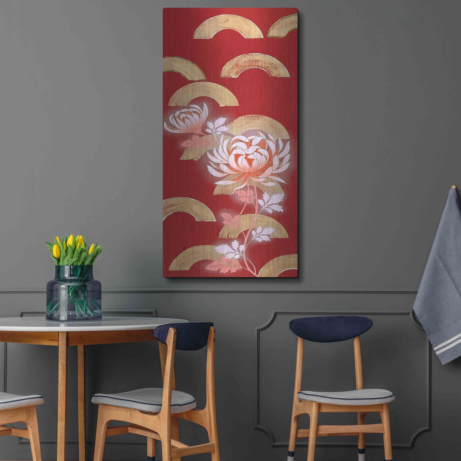 Luxe Metal Art 'Chrysanthemum II' by Zigen Tanabe, Metal Wall Art,24x48