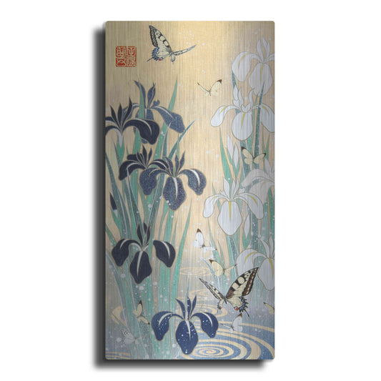 Luxe Metal Art 'Iris and Butterfly' by Zigen Tanabe, Metal Wall Art