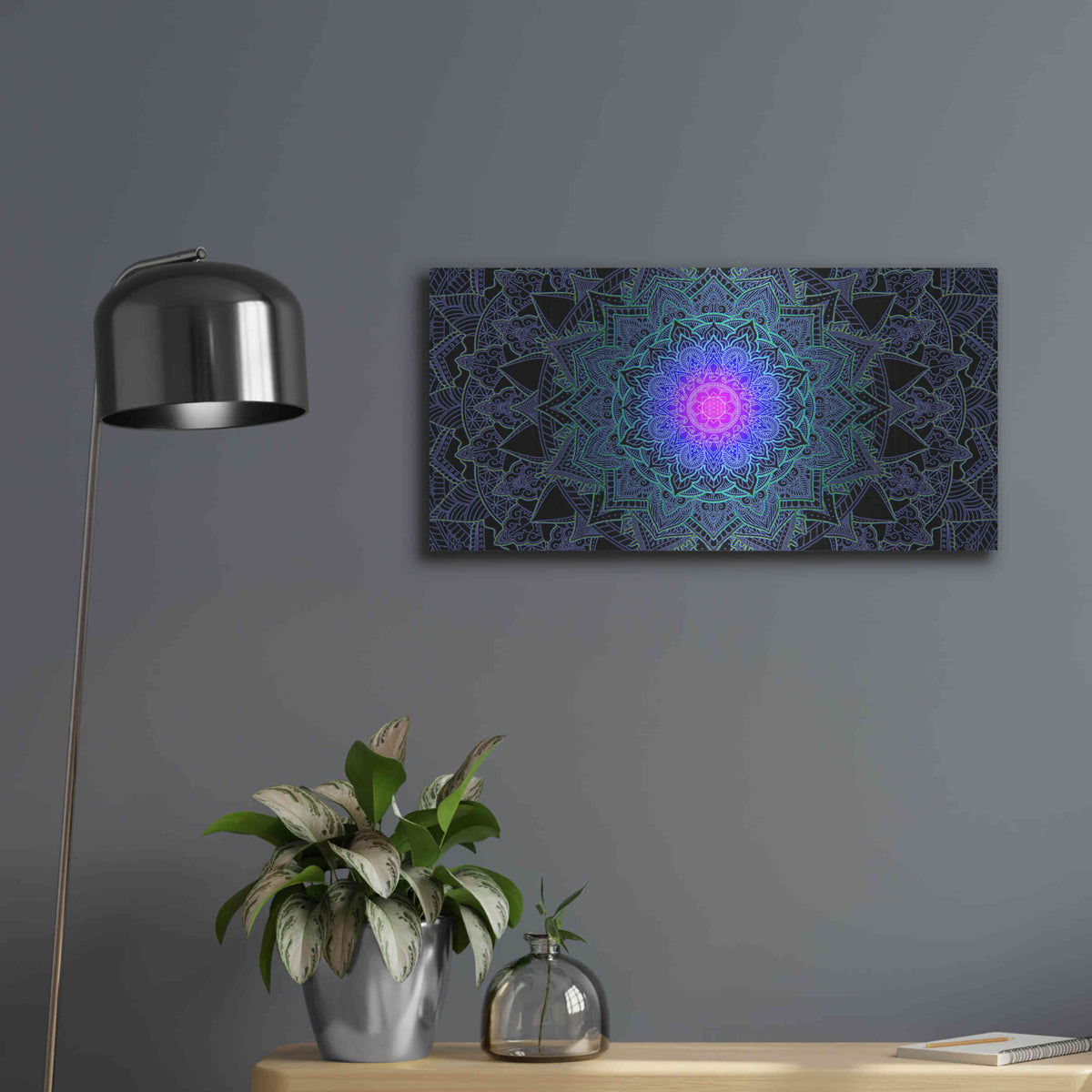 Luxe Metal Art 'Mandala Love' by Cameron Gray, Metal Wall Art,24x12