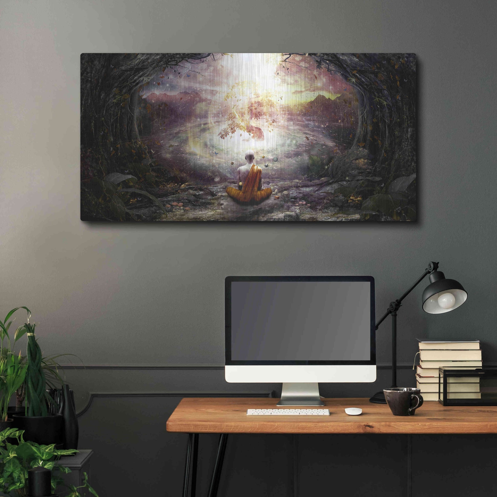 Luxe Metal Art 'Nature and Time' by Cameron Gray, Metal Wall Art,48x24
