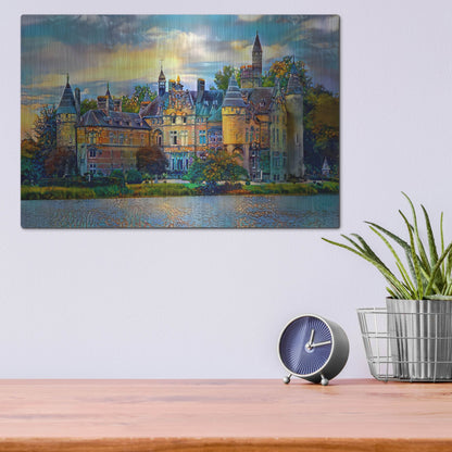 Luxe Metal Art 'Antwerp Belgium Bornhem Castle' by Pedro Gavidia, Metal Wall Art,16x12