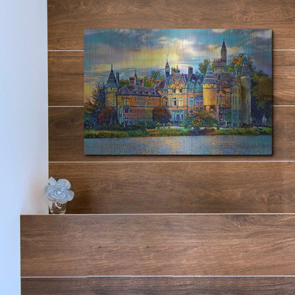 Luxe Metal Art 'Antwerp Belgium Bornhem Castle' by Pedro Gavidia, Metal Wall Art,16x12