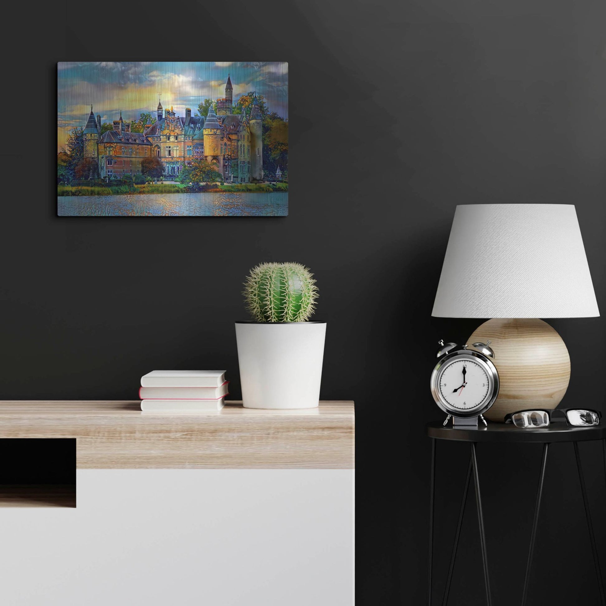 Luxe Metal Art 'Antwerp Belgium Bornhem Castle' by Pedro Gavidia, Metal Wall Art,24x16