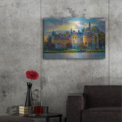 Luxe Metal Art 'Antwerp Belgium Bornhem Castle' by Pedro Gavidia, Metal Wall Art,36x24