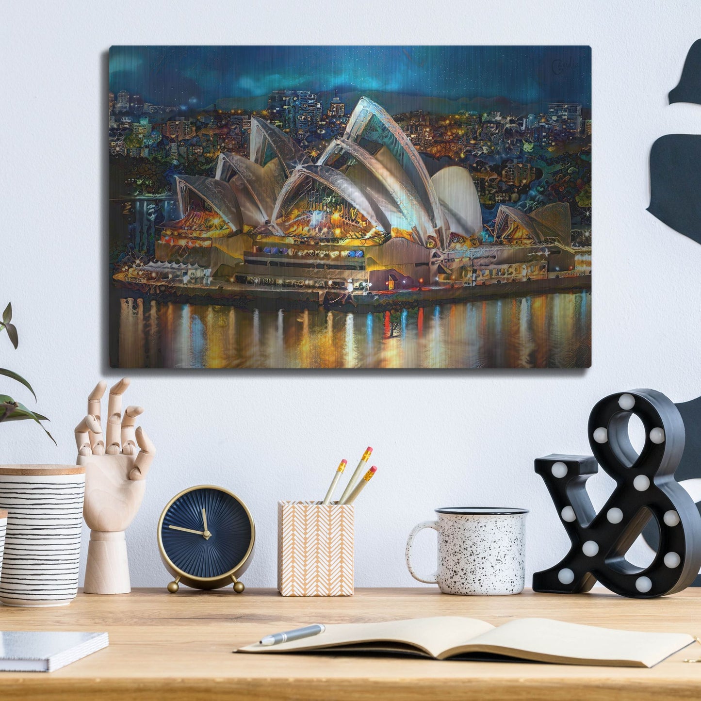 Luxe Metal Art 'Australia Sydney Opera House' by Pedro Gavidia, Metal Wall Art,16x12