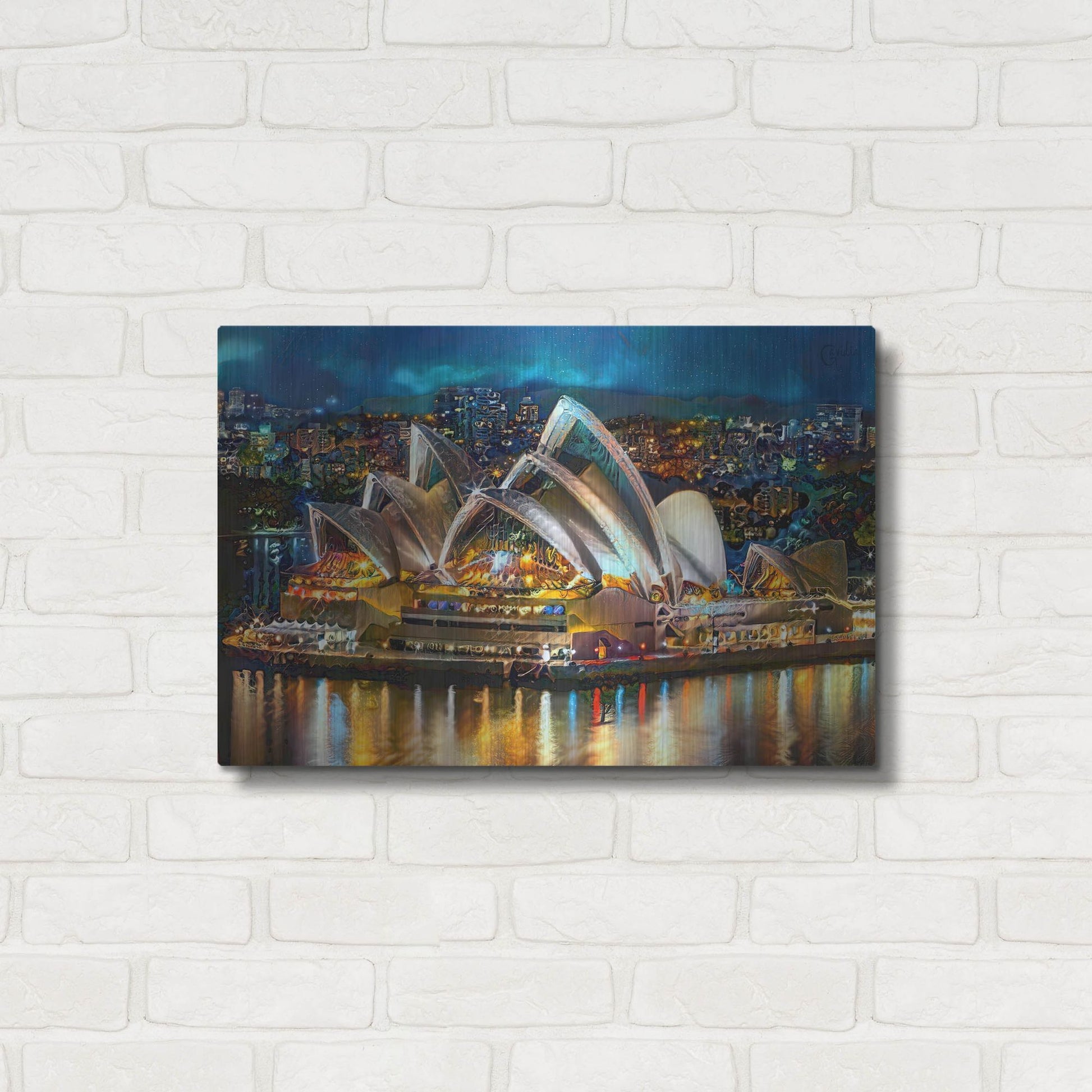 Luxe Metal Art 'Australia Sydney Opera House' by Pedro Gavidia, Metal Wall Art,24x16