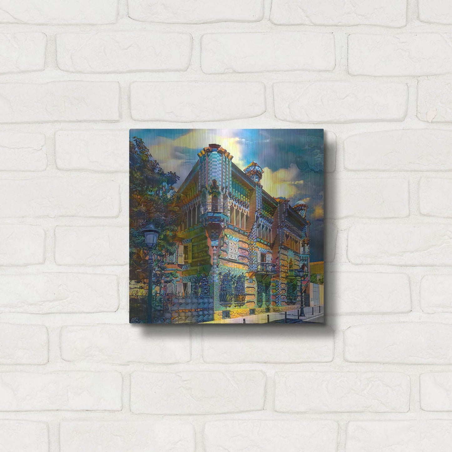 Luxe Metal Art 'Barcelona Spain Casa Vicens Gaudi' by Pedro Gavidia, Metal Wall Art,12x12