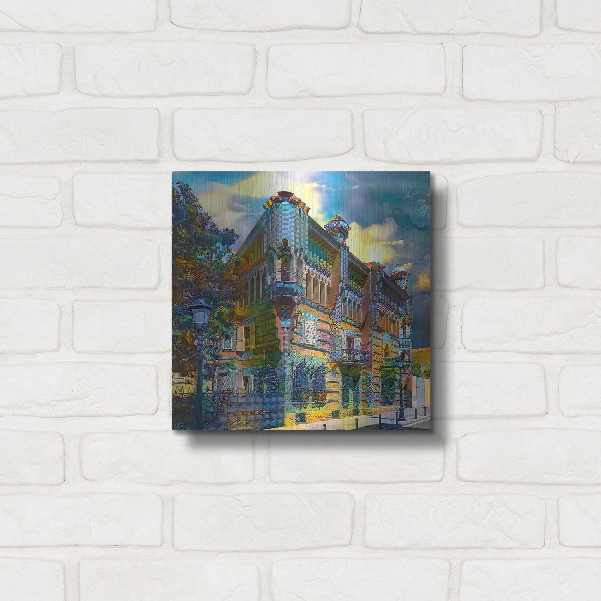 Luxe Metal Art 'Barcelona Spain Casa Vicens Gaudi' by Pedro Gavidia, Metal Wall Art,12x12