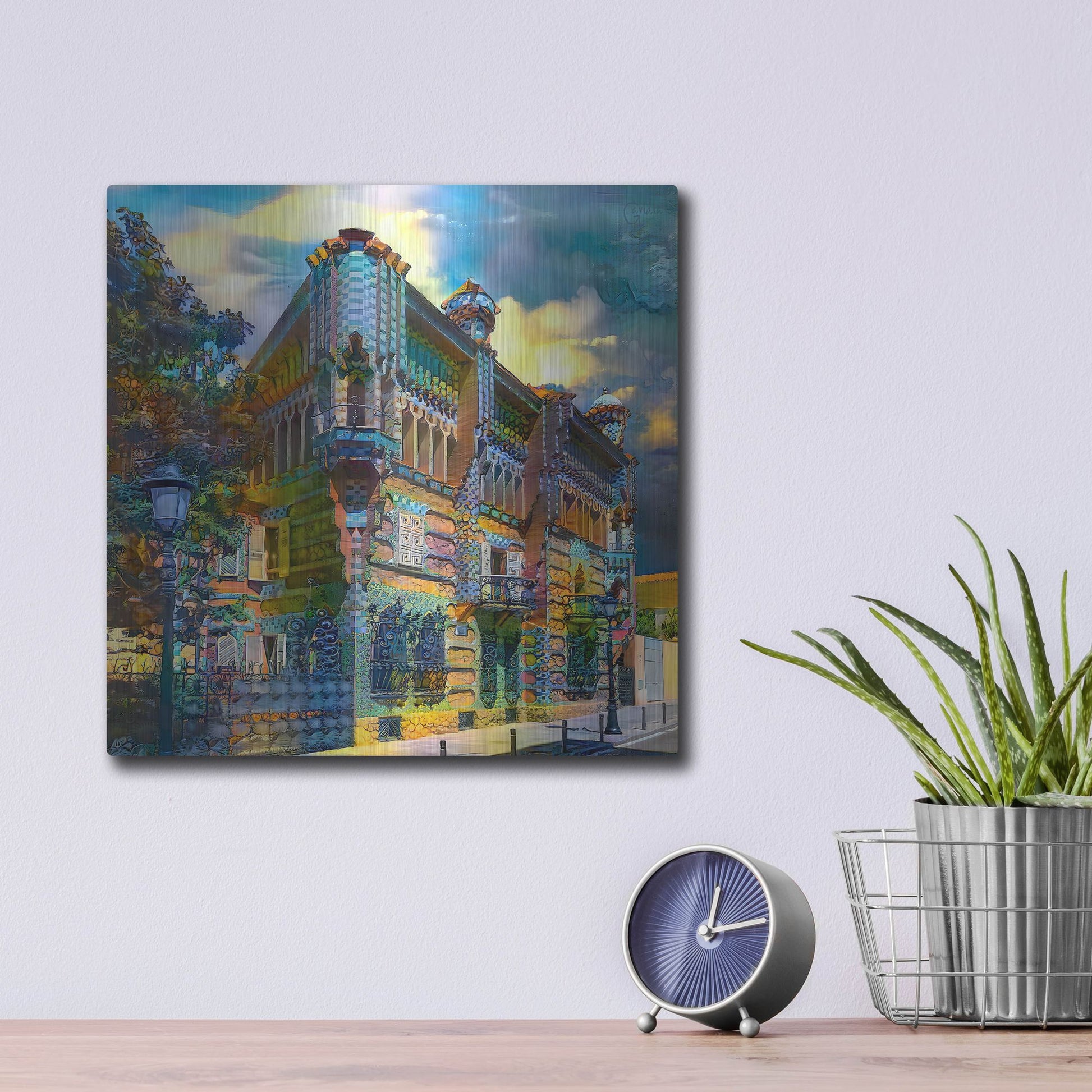 Luxe Metal Art 'Barcelona Spain Casa Vicens Gaudi' by Pedro Gavidia, Metal Wall Art,12x12