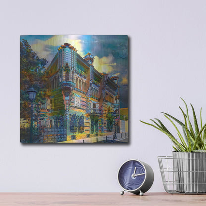 Luxe Metal Art 'Barcelona Spain Casa Vicens Gaudi' by Pedro Gavidia, Metal Wall Art,12x12