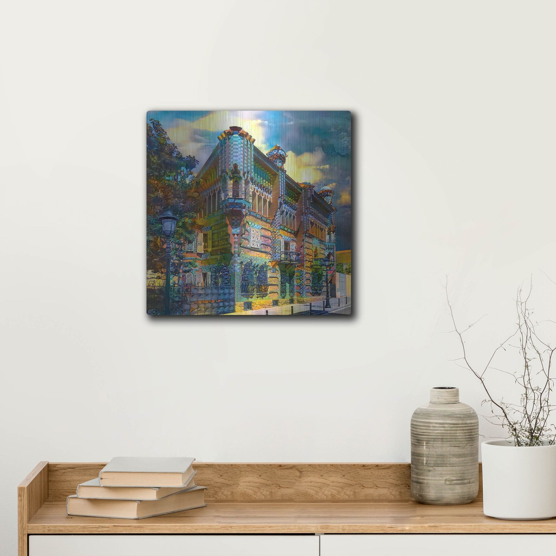 Luxe Metal Art 'Barcelona Spain Casa Vicens Gaudi' by Pedro Gavidia, Metal Wall Art,12x12