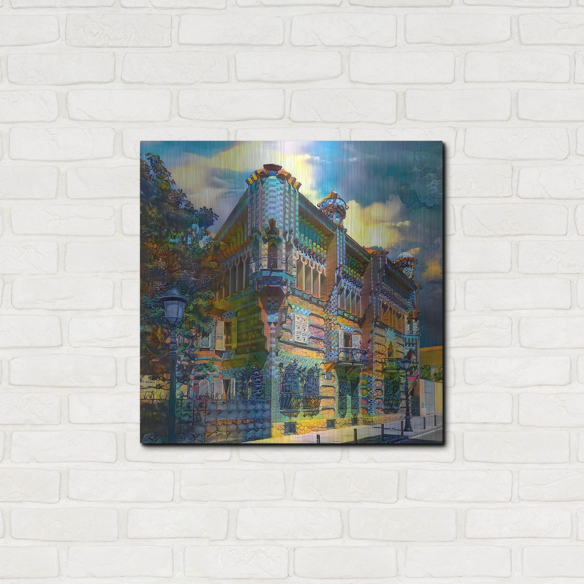 Luxe Metal Art 'Barcelona Spain Casa Vicens Gaudi' by Pedro Gavidia, Metal Wall Art,24x24