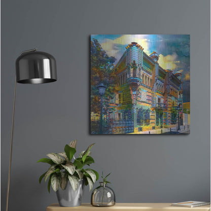 Luxe Metal Art 'Barcelona Spain Casa Vicens Gaudi' by Pedro Gavidia, Metal Wall Art,24x24