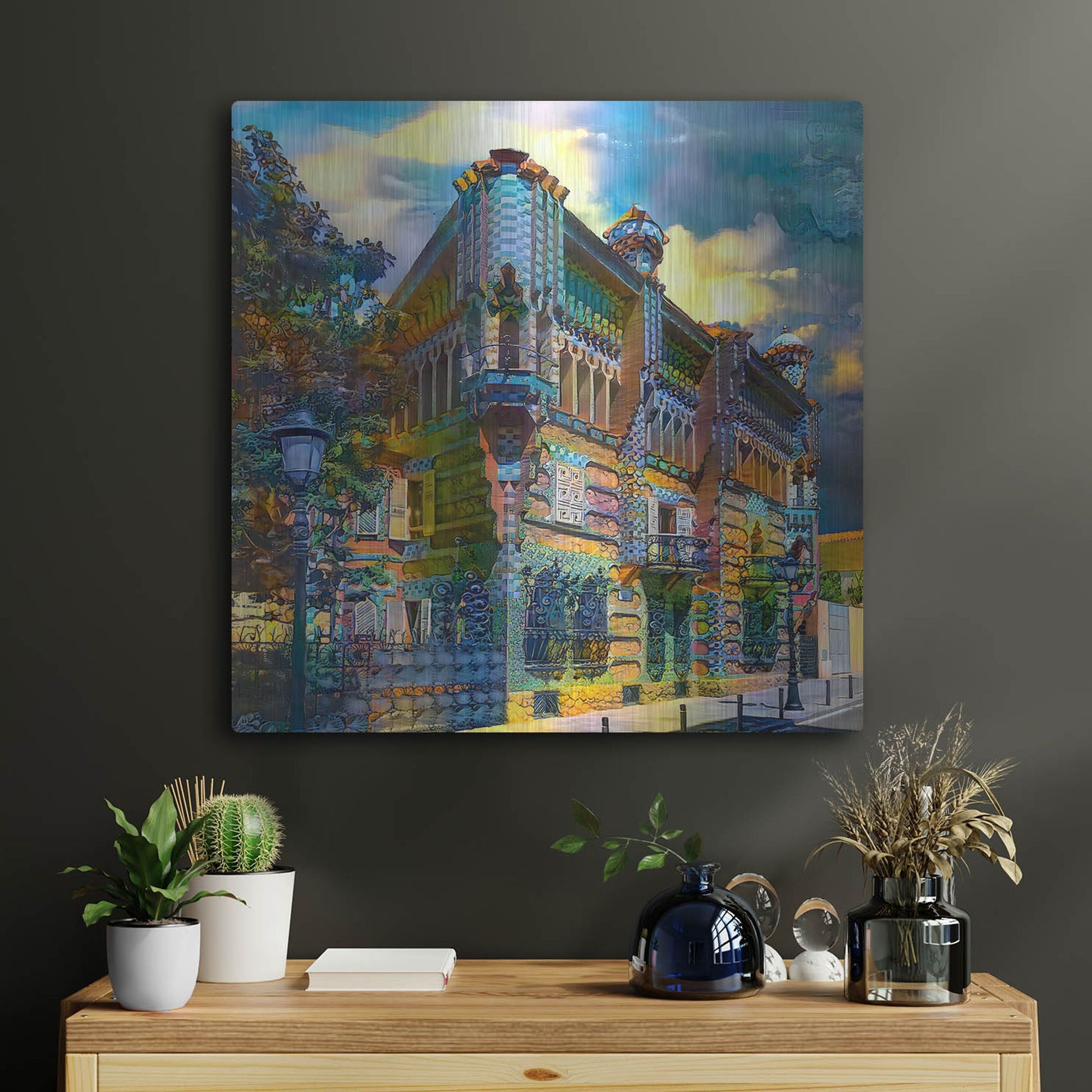 Luxe Metal Art 'Barcelona Spain Casa Vicens Gaudi' by Pedro Gavidia, Metal Wall Art,24x24