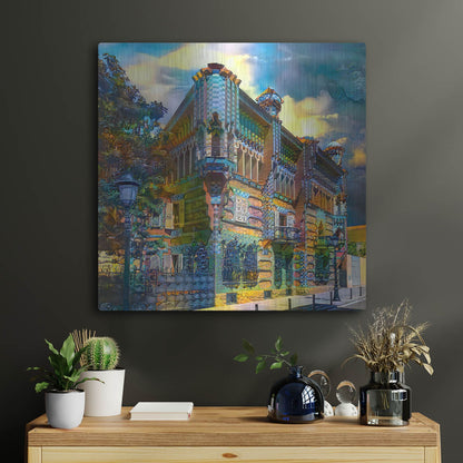 Luxe Metal Art 'Barcelona Spain Casa Vicens Gaudi' by Pedro Gavidia, Metal Wall Art,24x24