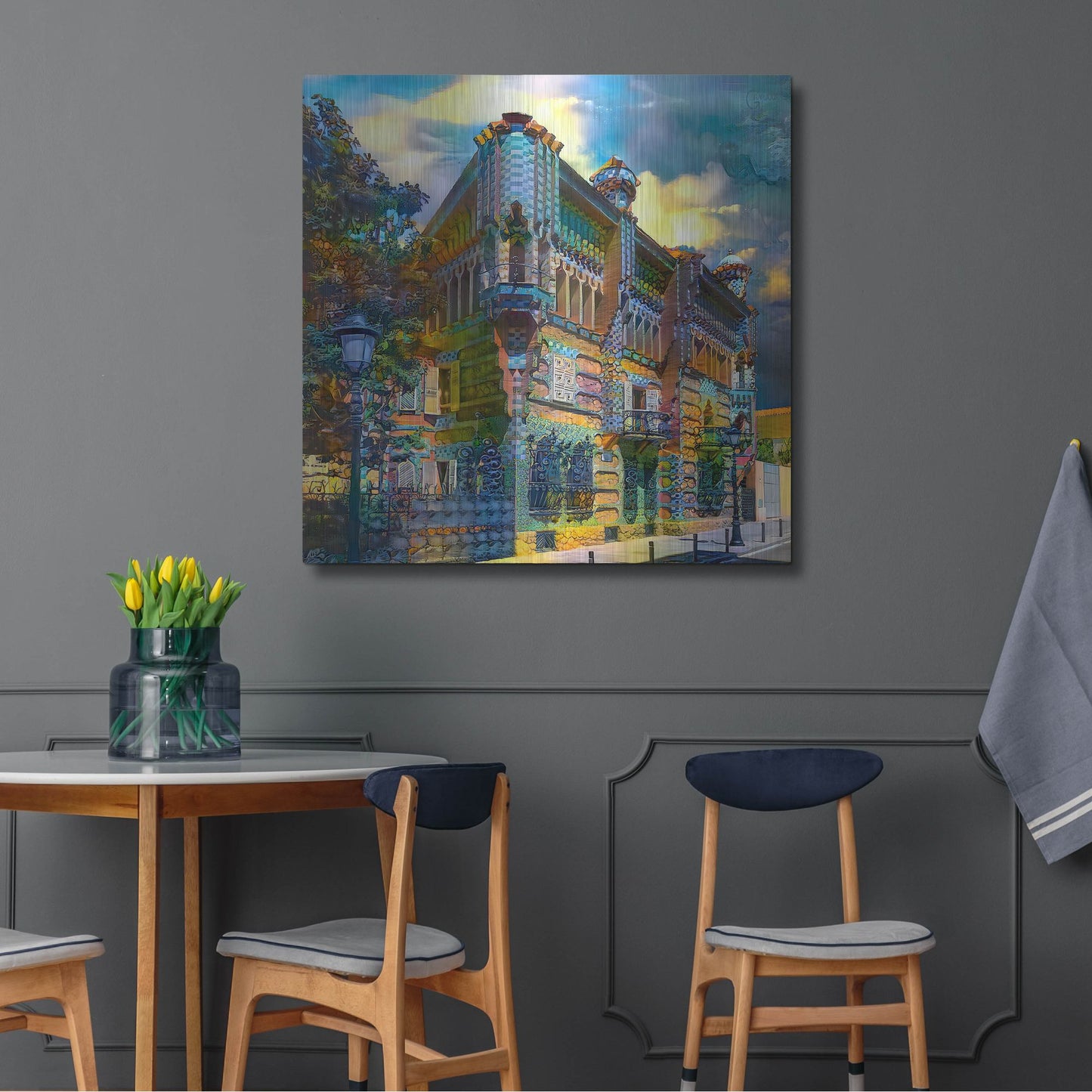 Luxe Metal Art 'Barcelona Spain Casa Vicens Gaudi' by Pedro Gavidia, Metal Wall Art,36x36