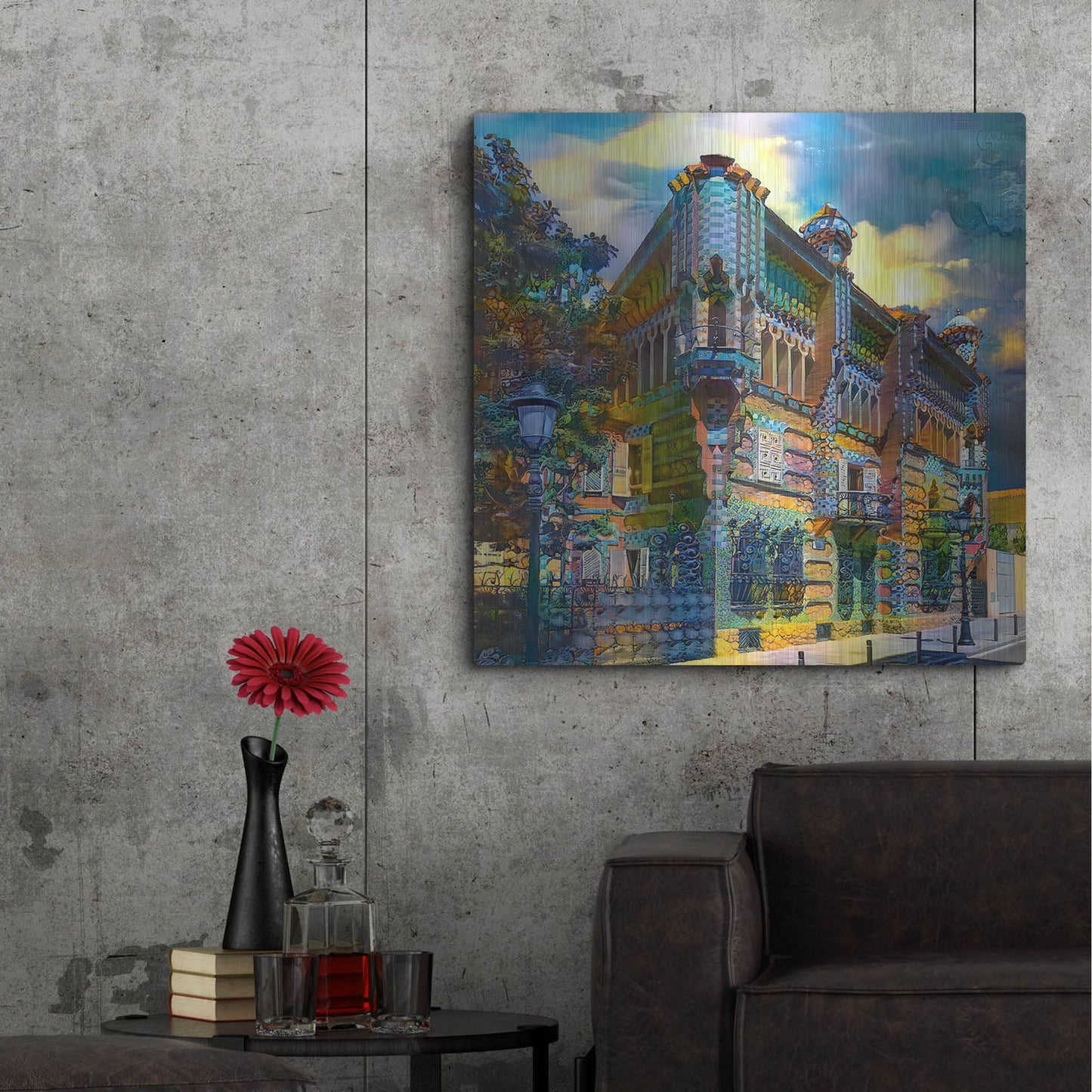 Luxe Metal Art 'Barcelona Spain Casa Vicens Gaudi' by Pedro Gavidia, Metal Wall Art,36x36