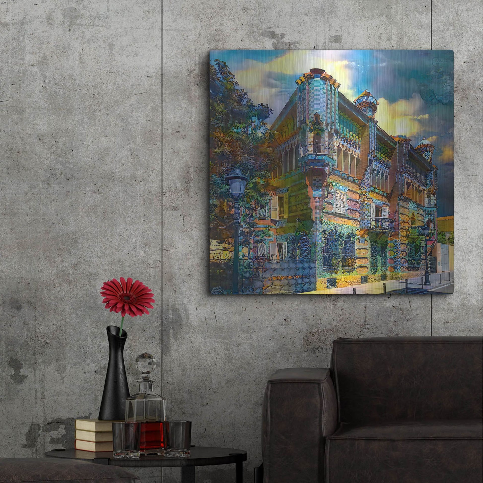 Luxe Metal Art 'Barcelona Spain Casa Vicens Gaudi' by Pedro Gavidia, Metal Wall Art,36x36