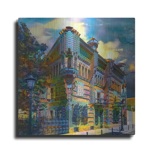Luxe Metal Art 'Barcelona Spain Casa Vicens Gaudi' by Pedro Gavidia, Metal Wall Art