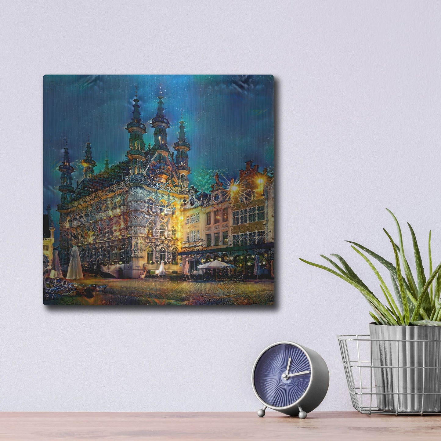 Luxe Metal Art 'Belgium Leuven Town Hall' by Pedro Gavidia, Metal Wall Art,12x12