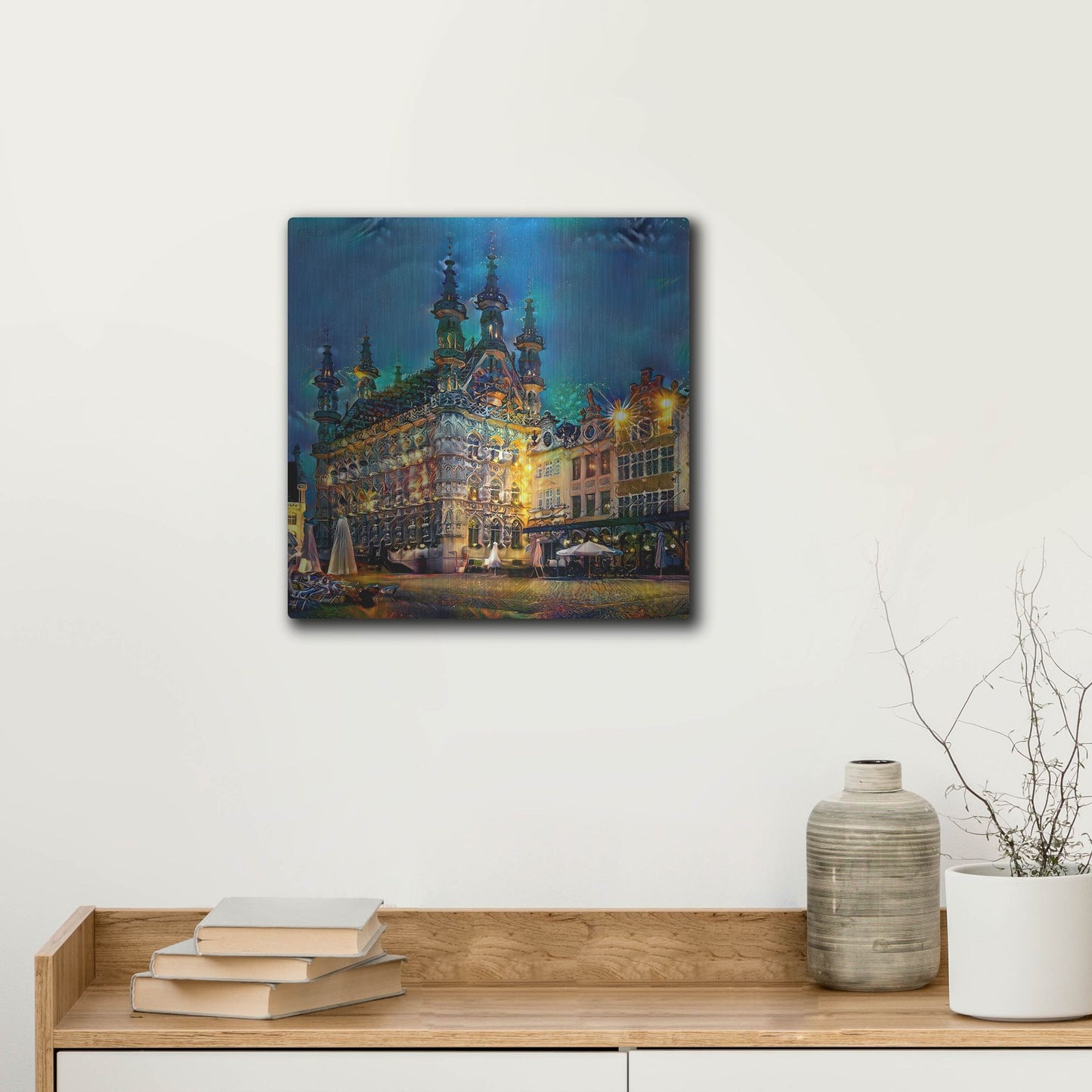 Luxe Metal Art 'Belgium Leuven Town Hall' by Pedro Gavidia, Metal Wall Art,12x12