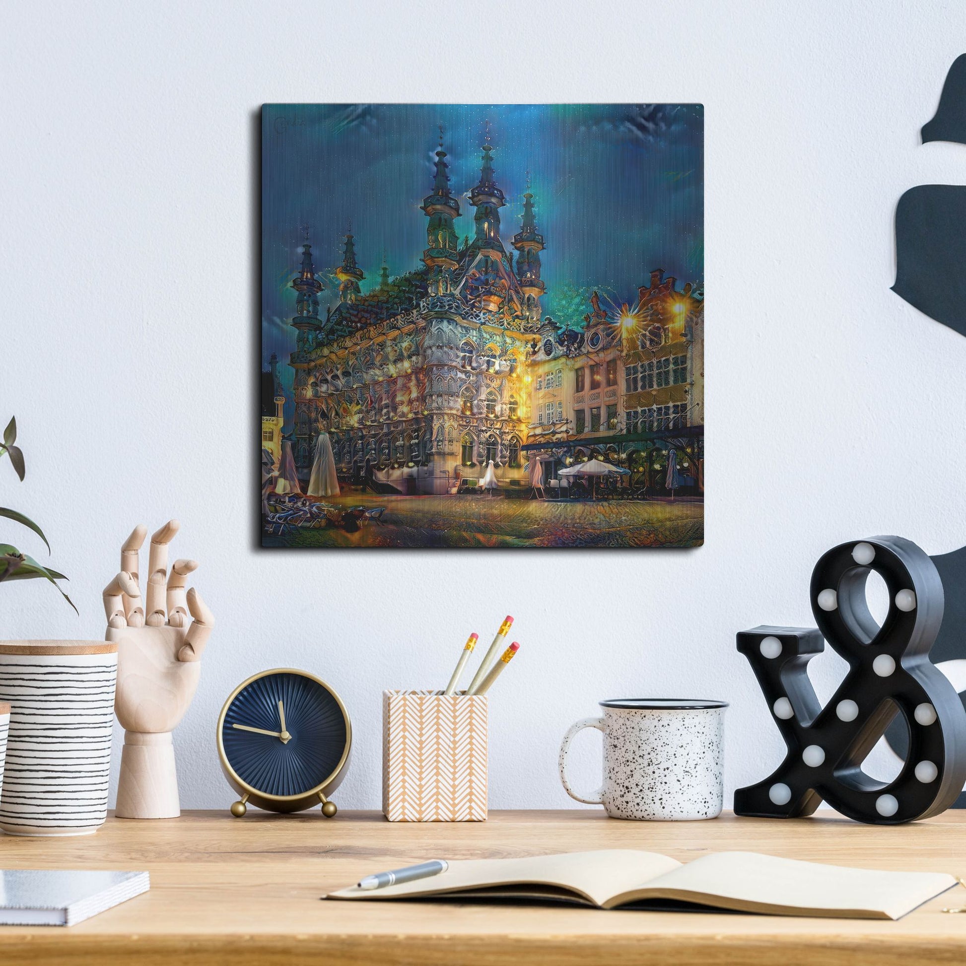 Luxe Metal Art 'Belgium Leuven Town Hall' by Pedro Gavidia, Metal Wall Art,12x12