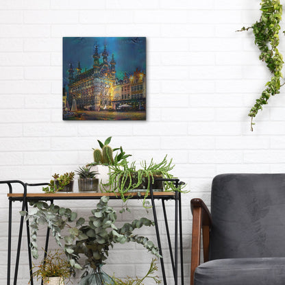 Luxe Metal Art 'Belgium Leuven Town Hall' by Pedro Gavidia, Metal Wall Art,12x12