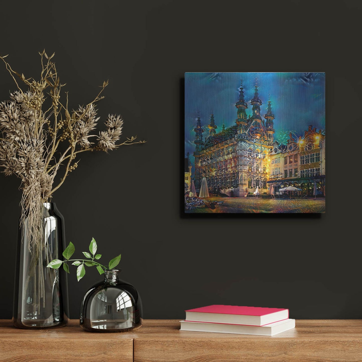 Luxe Metal Art 'Belgium Leuven Town Hall' by Pedro Gavidia, Metal Wall Art,12x12
