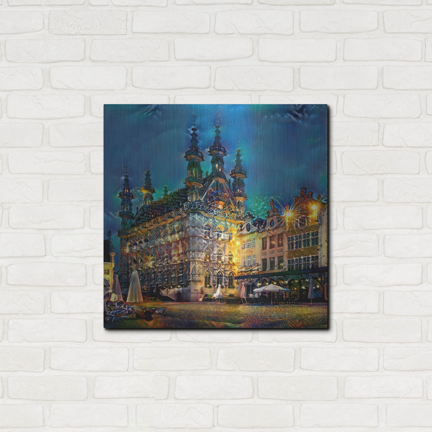 Luxe Metal Art 'Belgium Leuven Town Hall' by Pedro Gavidia, Metal Wall Art,24x24