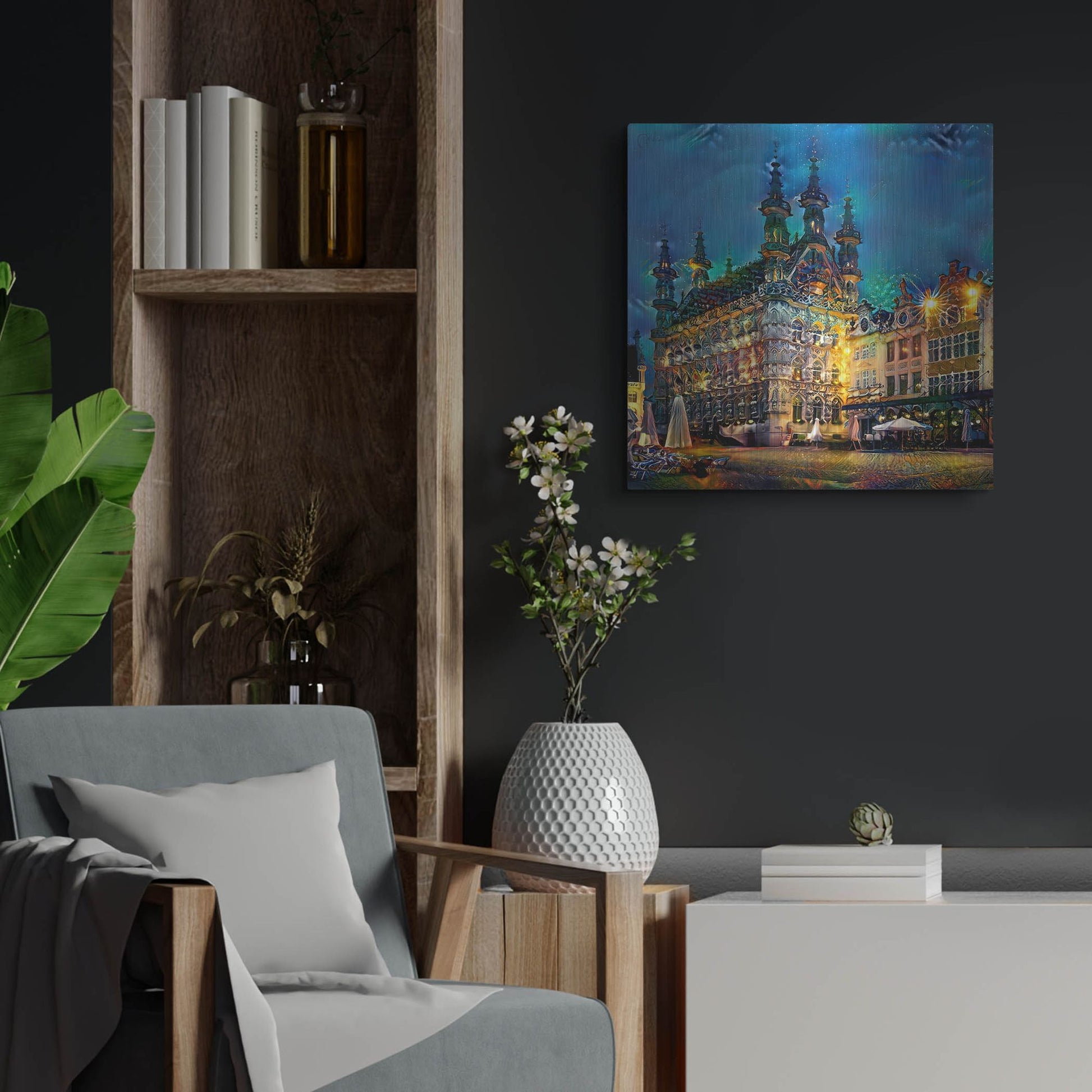 Luxe Metal Art 'Belgium Leuven Town Hall' by Pedro Gavidia, Metal Wall Art,24x24