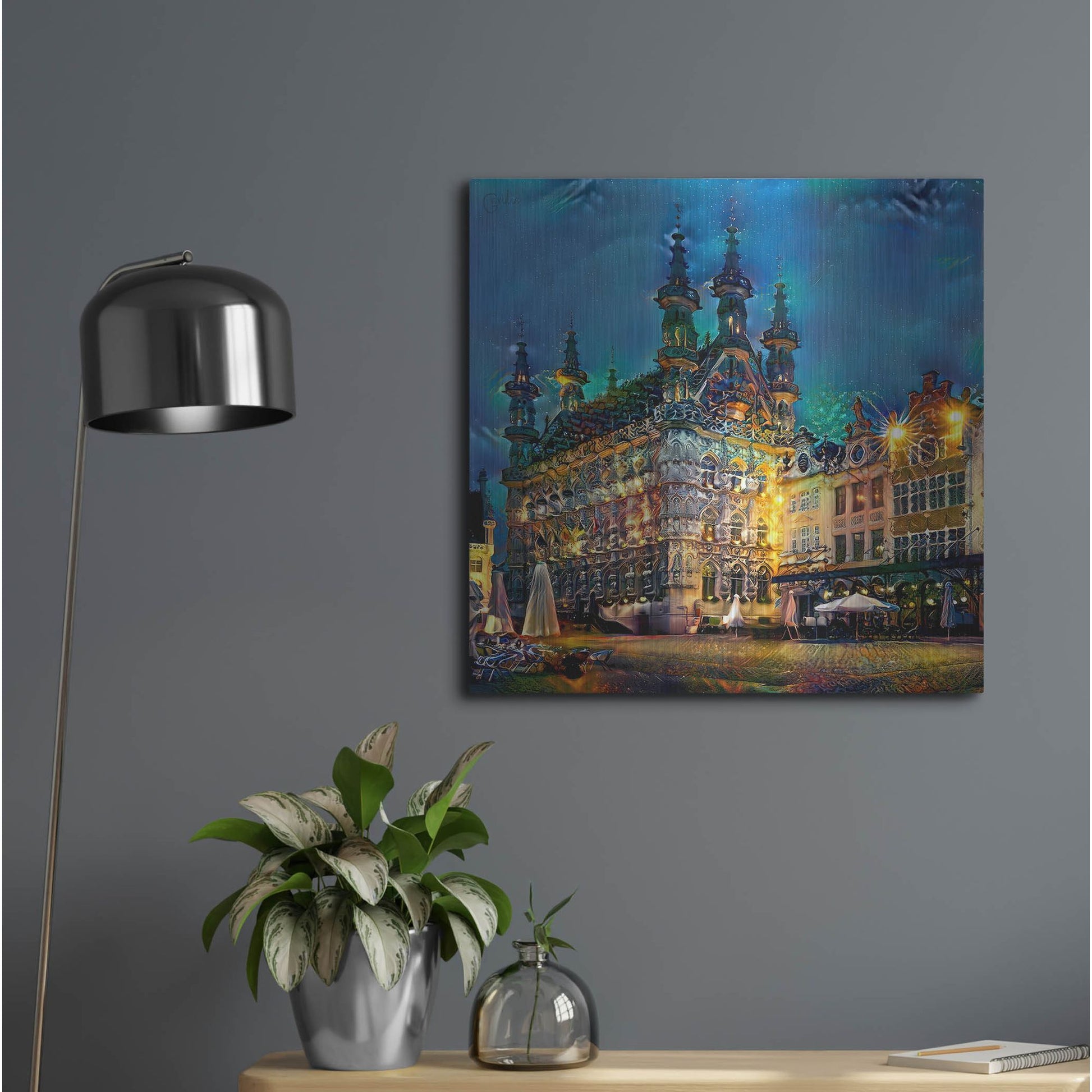Luxe Metal Art 'Belgium Leuven Town Hall' by Pedro Gavidia, Metal Wall Art,24x24