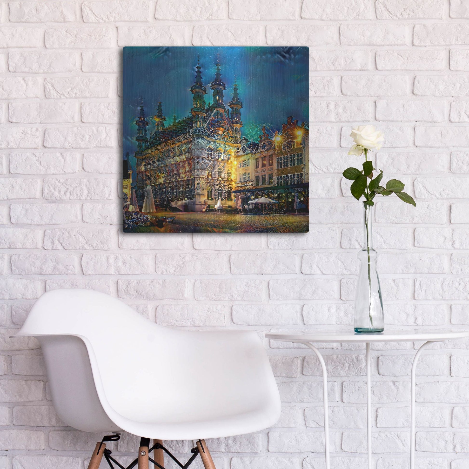 Luxe Metal Art 'Belgium Leuven Town Hall' by Pedro Gavidia, Metal Wall Art,24x24
