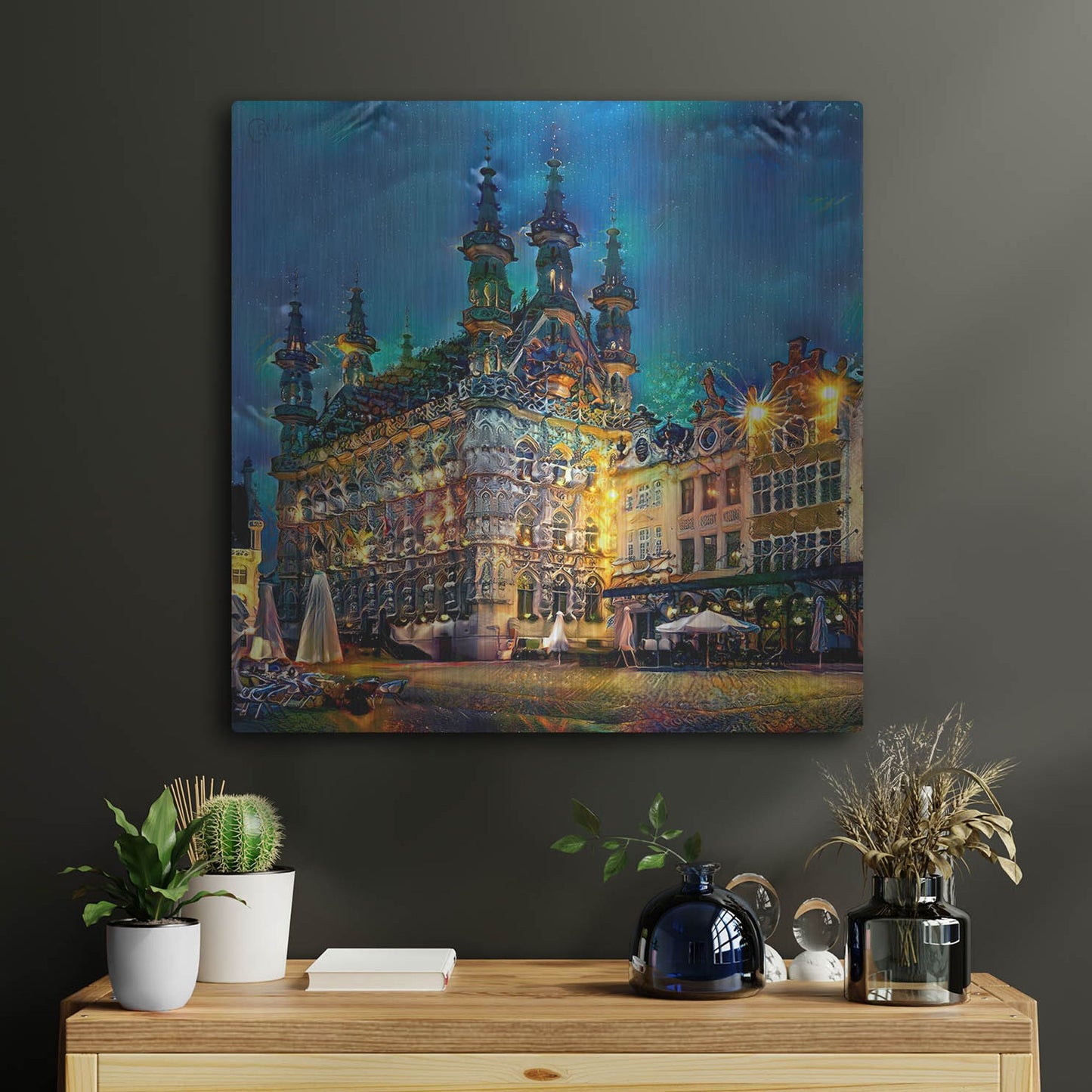 Luxe Metal Art 'Belgium Leuven Town Hall' by Pedro Gavidia, Metal Wall Art,24x24