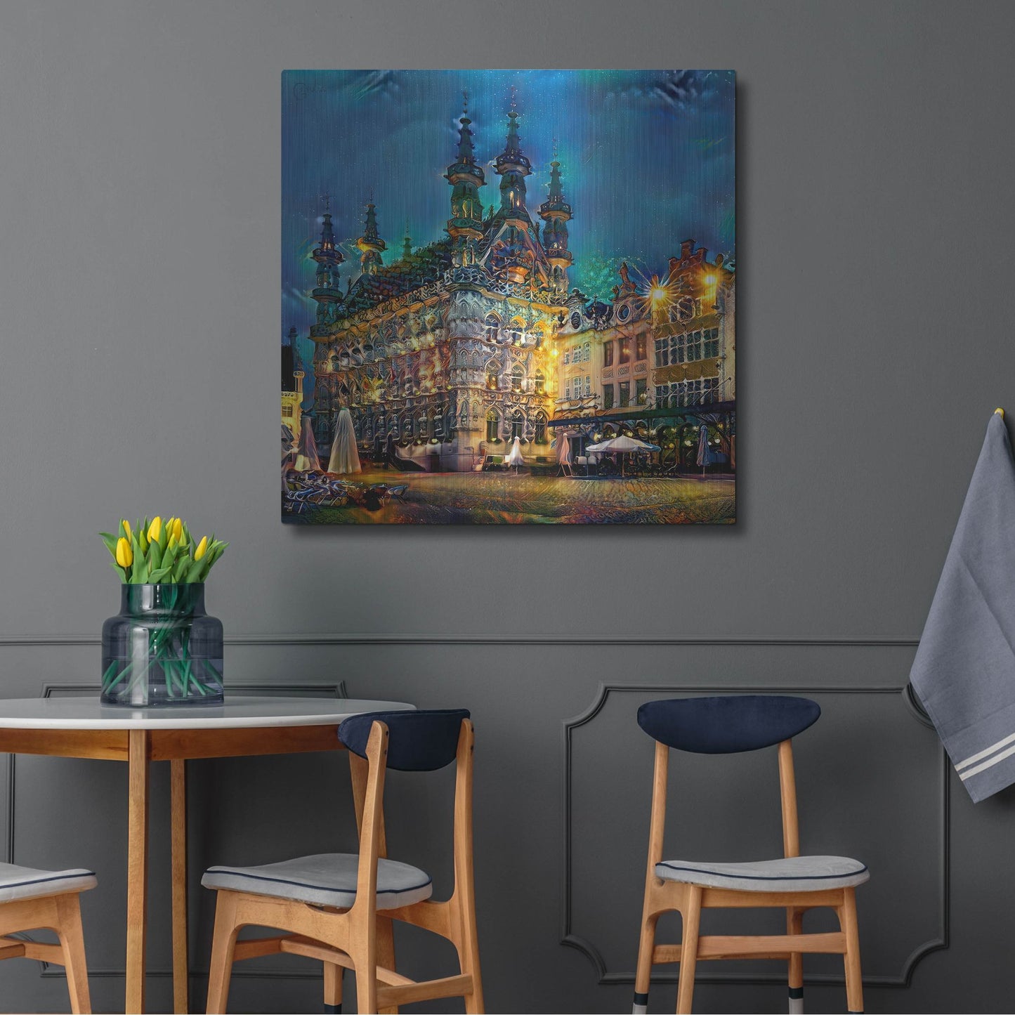 Luxe Metal Art 'Belgium Leuven Town Hall' by Pedro Gavidia, Metal Wall Art,36x36