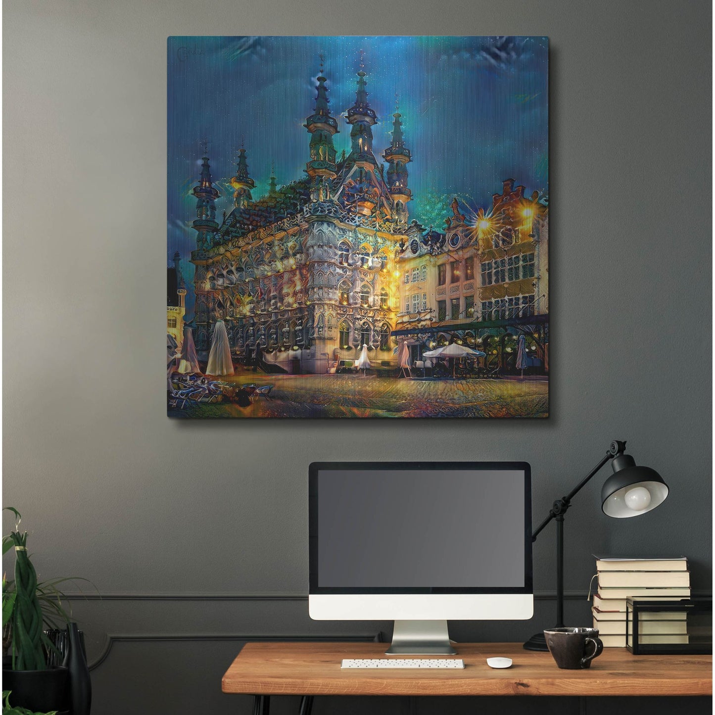 Luxe Metal Art 'Belgium Leuven Town Hall' by Pedro Gavidia, Metal Wall Art,36x36