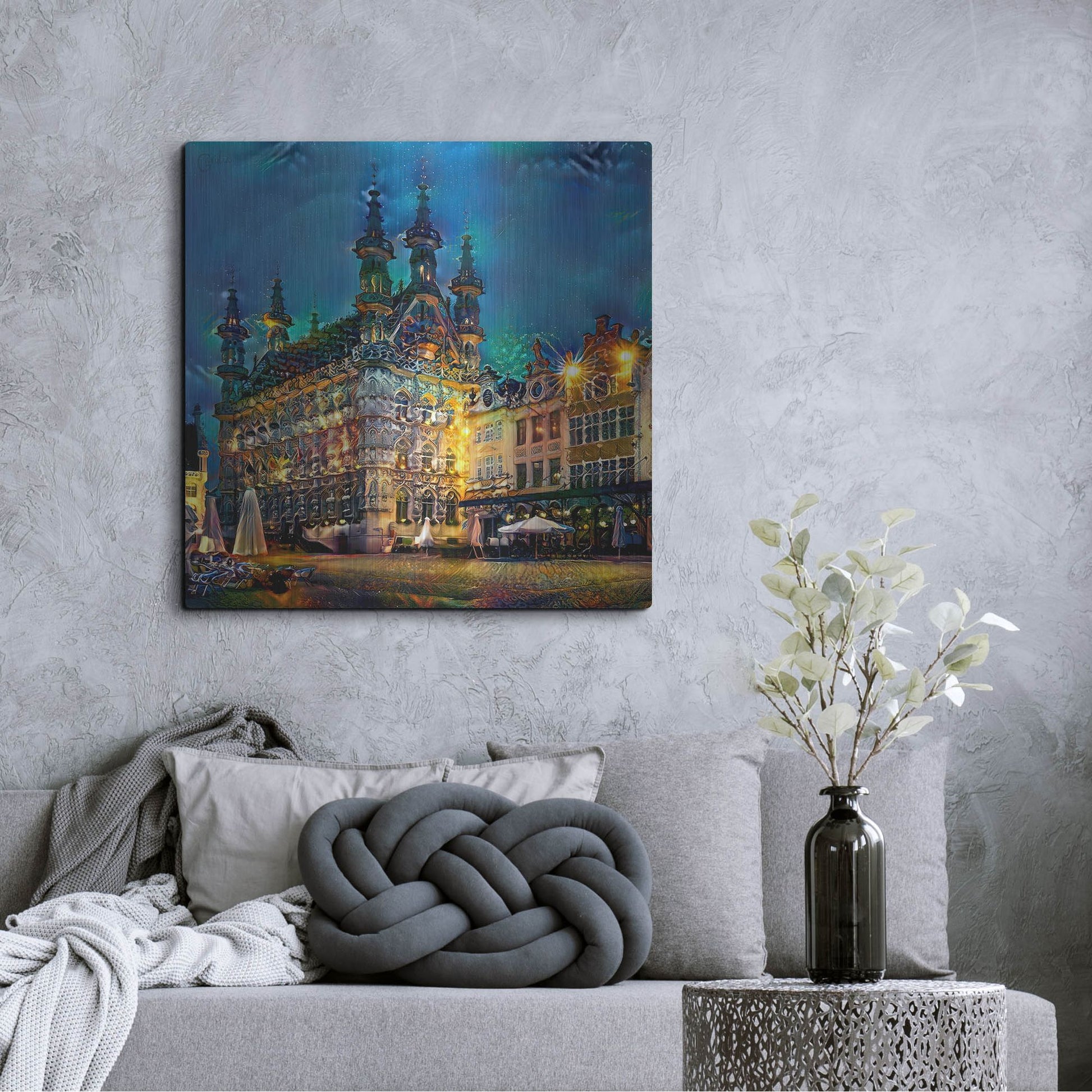 Luxe Metal Art 'Belgium Leuven Town Hall' by Pedro Gavidia, Metal Wall Art,36x36