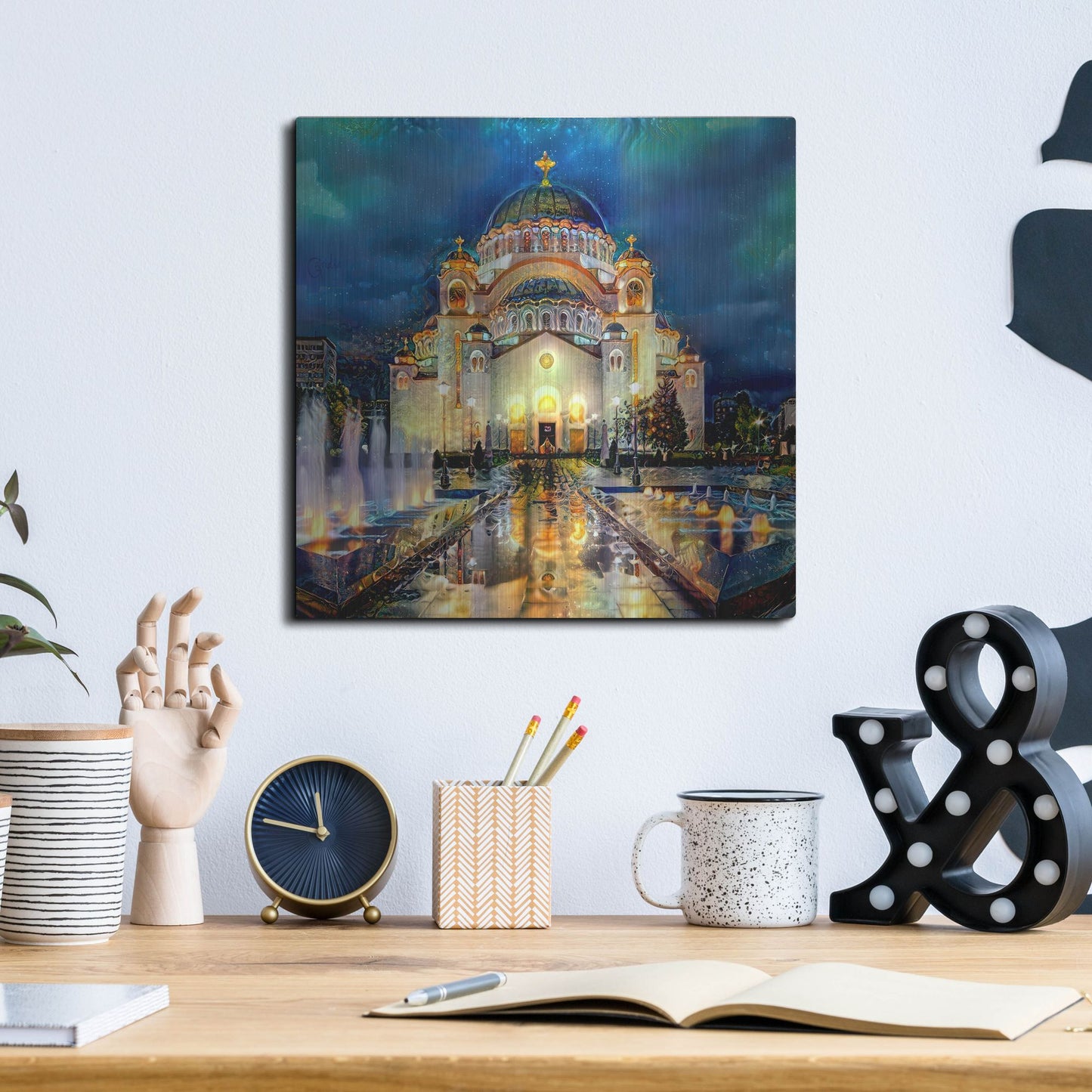 Luxe Metal Art 'Belgrade Serbia Saint Sava Temple' by Pedro Gavidia, Metal Wall Art,12x12