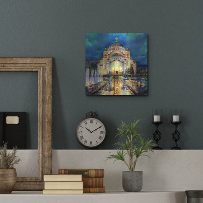 Luxe Metal Art 'Belgrade Serbia Saint Sava Temple' by Pedro Gavidia, Metal Wall Art,12x12