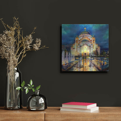 Luxe Metal Art 'Belgrade Serbia Saint Sava Temple' by Pedro Gavidia, Metal Wall Art,12x12