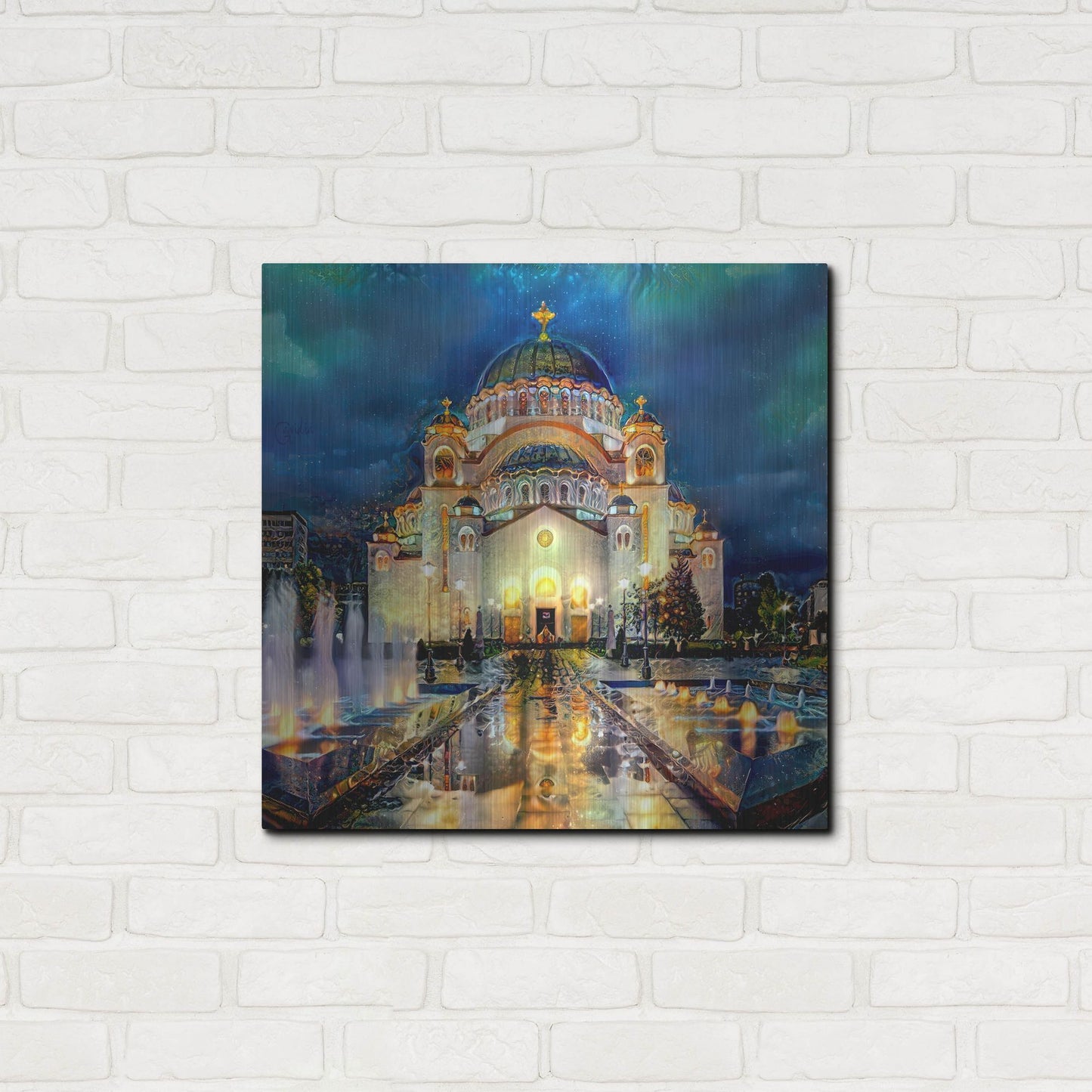 Luxe Metal Art 'Belgrade Serbia Saint Sava Temple' by Pedro Gavidia, Metal Wall Art,24x24
