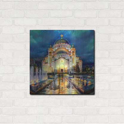 Luxe Metal Art 'Belgrade Serbia Saint Sava Temple' by Pedro Gavidia, Metal Wall Art,24x24