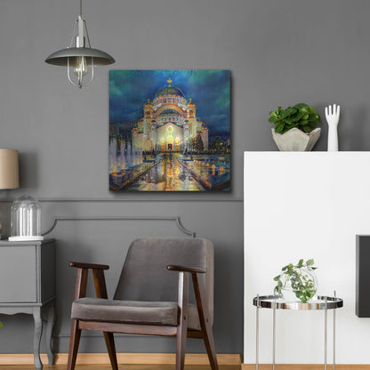 Luxe Metal Art 'Belgrade Serbia Saint Sava Temple' by Pedro Gavidia, Metal Wall Art,24x24