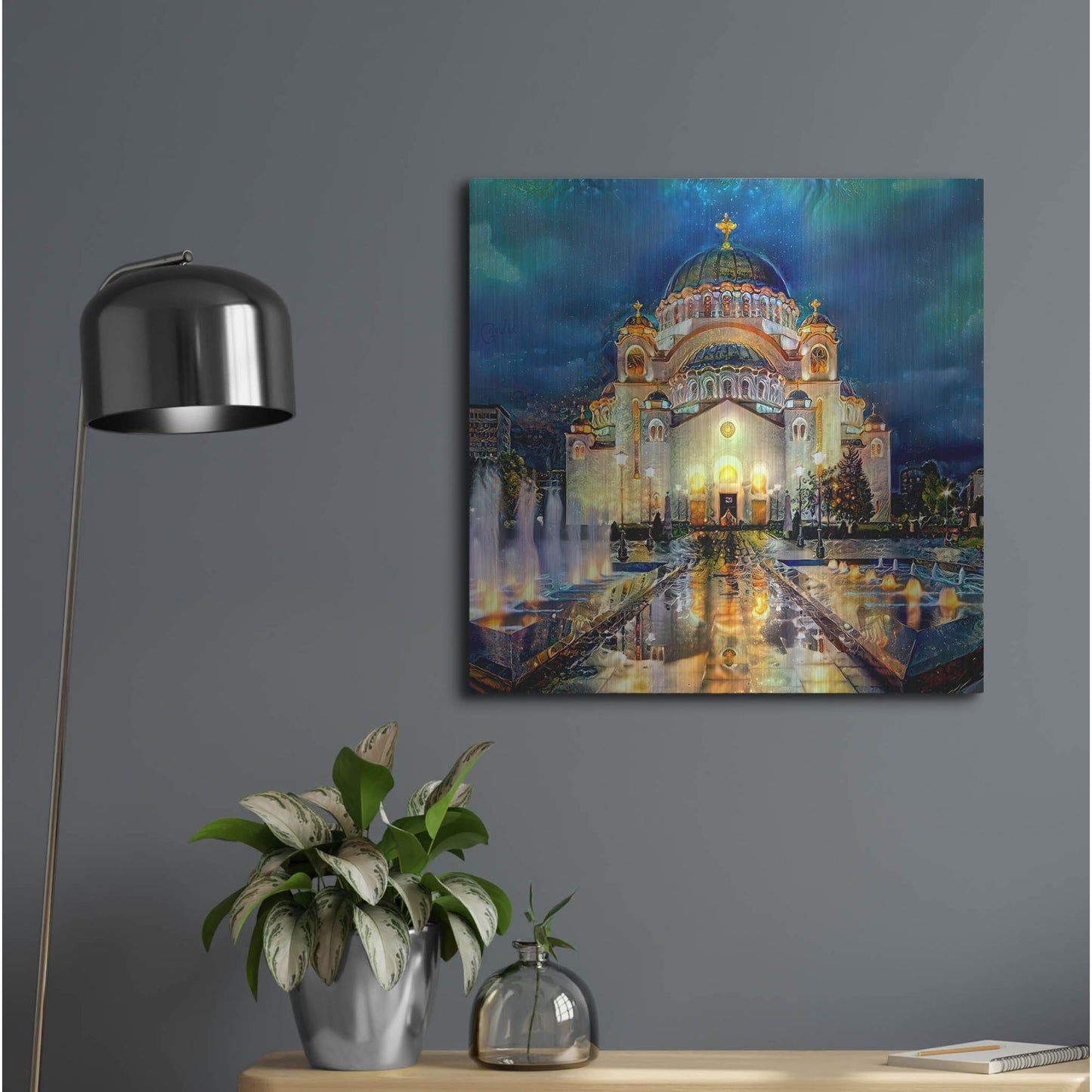 Luxe Metal Art 'Belgrade Serbia Saint Sava Temple' by Pedro Gavidia, Metal Wall Art,24x24