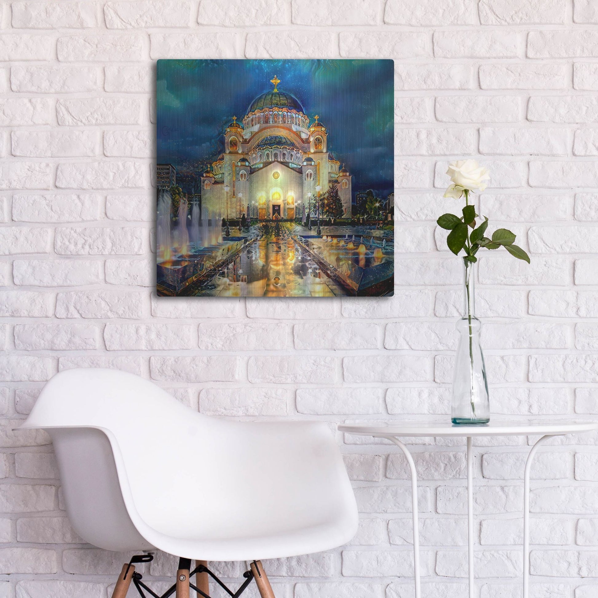 Luxe Metal Art 'Belgrade Serbia Saint Sava Temple' by Pedro Gavidia, Metal Wall Art,24x24