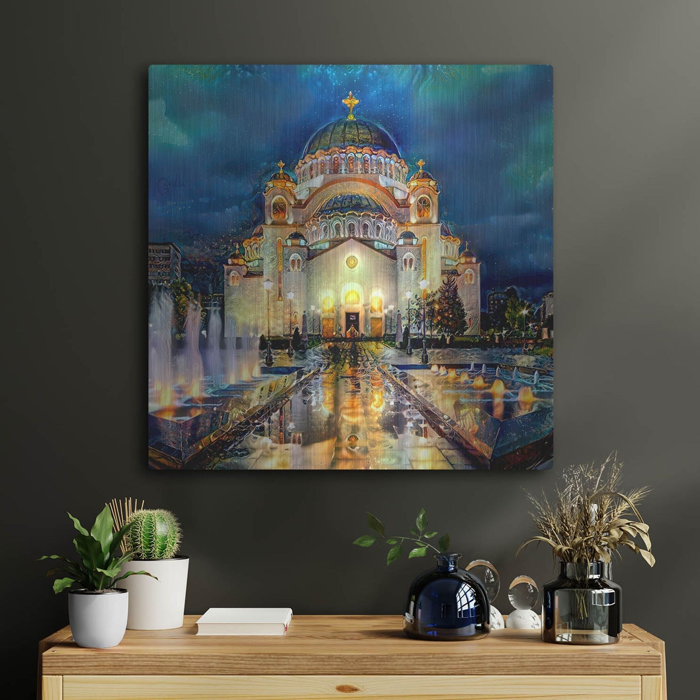 Luxe Metal Art 'Belgrade Serbia Saint Sava Temple' by Pedro Gavidia, Metal Wall Art,24x24